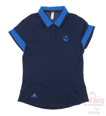 New W/ Logo Womens Adidas Golf Polo Small S Blue MSRP $75
