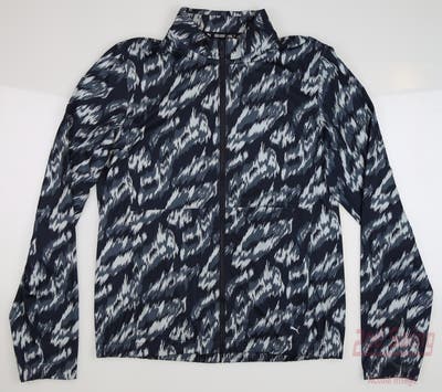 New Womens Puma Animal Print Jacket Small S Navy Blazer/Lucite MSRP $80
