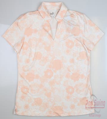New Womens Puma Golf Polo Small S Multi Rose Dust MSRP $65