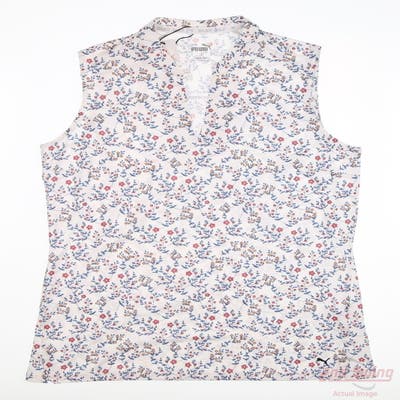 New Womens Puma Sleeveless Golf Polo Small S Multi MSRP $65