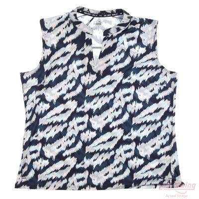 New Womens Puma Mattr Animal Sleeveless Polo Small S Navy Blazer/Lucite MSRP $60