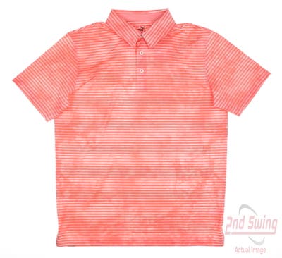 New Mens Puma Cloudspun Dye Stripe Polo Medium M Flamingo Pink MSRP $75