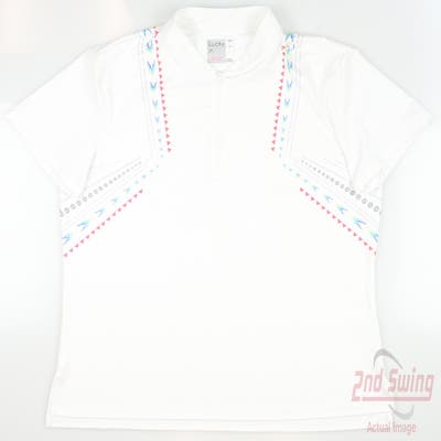 New Womens Lucky In Love Golf Polo Large L White MSRP $72