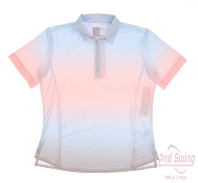 New Womens Lucky In Love Golf Polo Medium M Pink/Blue MSRP $78