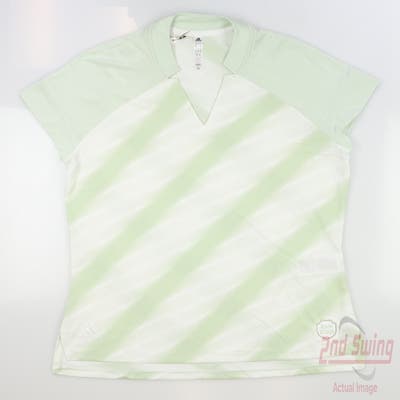 New W/ Logo Womens Adidas Golf Polo Small S Linen Green MSRP $75