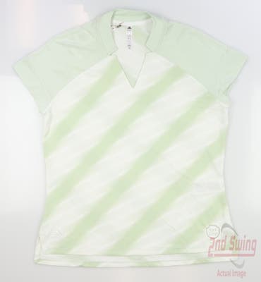 New W/ Logo Womens Adidas Golf Polo Large L Linen Green MSRP $75