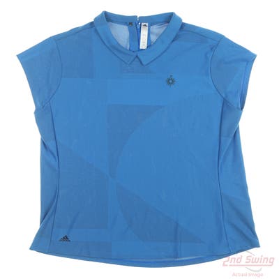 New W/ Logo Womens Adidas Golf Polo Medium M Blue MSRP $60