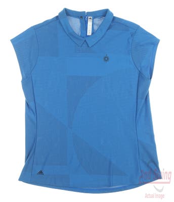 New W/ Logo Womens Adidas Golf Polo Large L Blue MSRP $60
