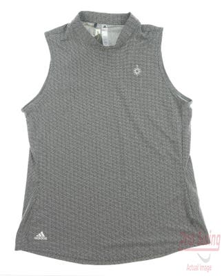 New W/ Logo Womens Adidas Golf Sleeveless Polo Large L Black MSRP $65