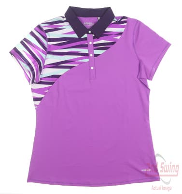 New Womens Cutter & Buck Annika Golf Polo Medium M Purple MSRP $65