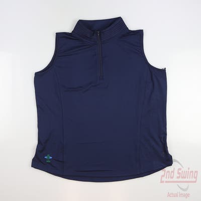 New W/ Logo Womens Belyn Key Sleeveless Polo Small S Navy Blue MSRP $108