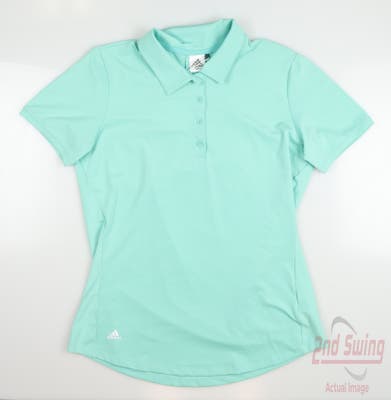 New Womens Adidas Ultimate Solid Polo Medium M Green MSRP $60