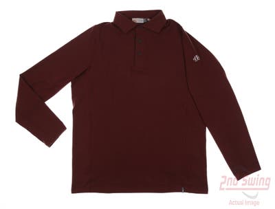 New W/ Logo Mens KJUS Long Sleeve Polo Large L Brown MSRP $120