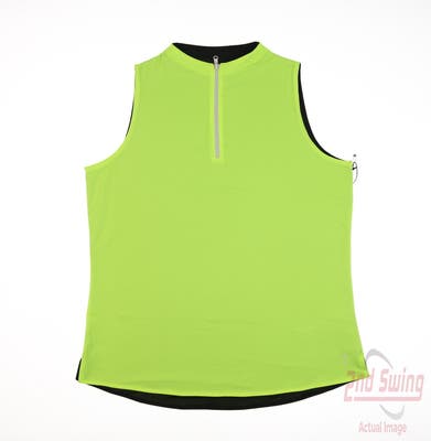 New Womens Belyn Key Sleeveless Reversible Polo X-Small XS Neon Yellow MSRP $50