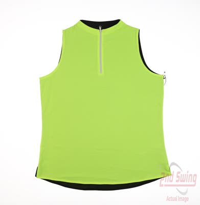 New Womens Belyn Key Sleeveless Polo Large L Neon Yellow MSRP $50