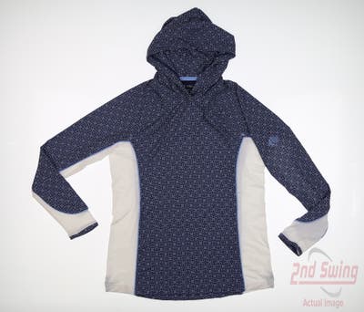 New W/ Logo Womens Peter Millar Long Sleeve Hoodie Small S Blue MSRP $100