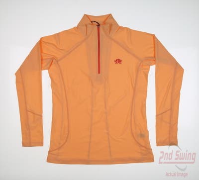 New W/ Logo Womens Straight Down 1/4 Zip Pullover Medium M Orange MSRP $80