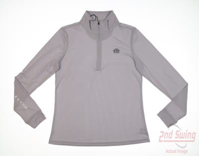 New W/ Logo Womens Straight Down 1/4 Zip Pullover Medium M Gray MSRP $80