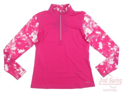 New Womens Cutter & Buck Annika Golf 1/4 Zip Pullover Medium M Pink MSRP $75