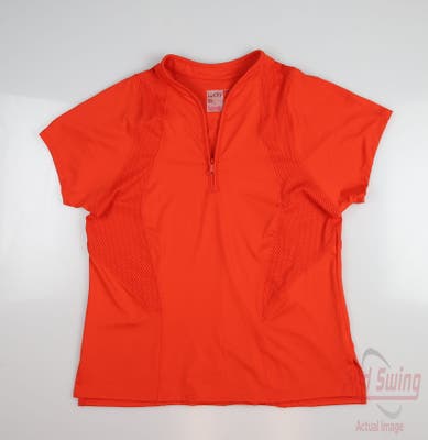 New Womens Lucky In Love Polo Large L Red MSRP $70