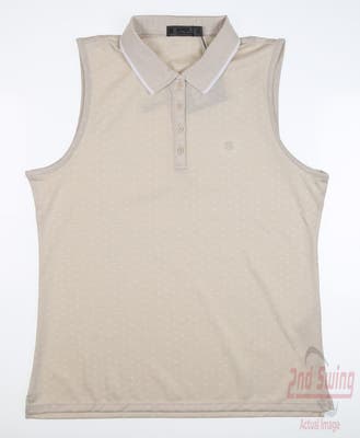 New Womens G-Fore Golf Sleeveless Polo X-Large XL Tan MSRP $110