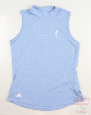 New W/ Logo Womens Adidas Golf Sleeveless Polo Small S Blue MSRP $65