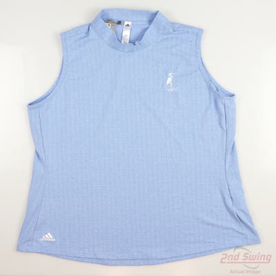 New W/ Logo Womens Adidas Golf Sleeveless Polo Medium M Blue MSRP $65