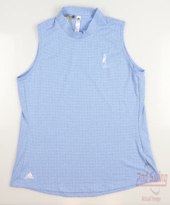 New W/ Logo Womens Adidas Golf Sleeveless Polo Large L Blue MSRP $65