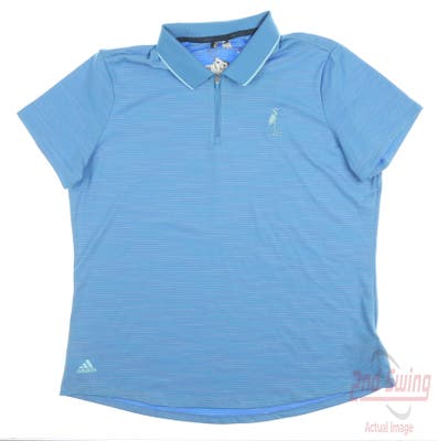 New W/ Logo Womens Adidas Golf Polo Medium M Blue MSRP $60