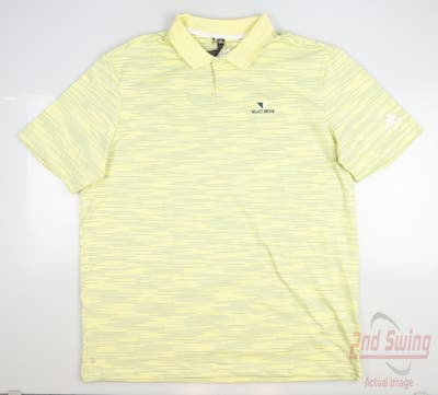 New W/ Logo Mens Adidas Contrast-Stripe Polo X-Large XL Yellow MSRP $70