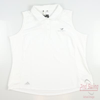 New W/ Logo Womens Adidas Golf Sleeveless Polo Small S White MSRP $65