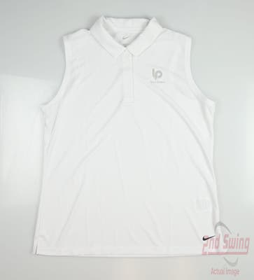 New W/ Logo Womens Nike Sleeveless Polo Medium M White MSRP $52