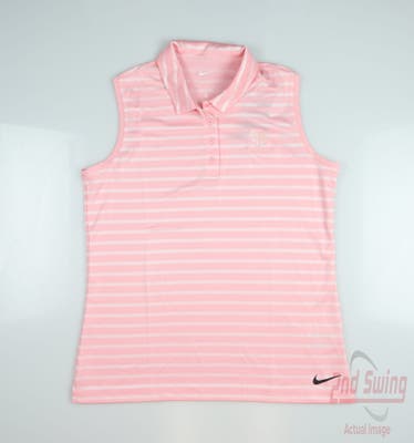 New W/ Logo Womens Nike Sleeveless Polo Medium M Pink MSRP $58