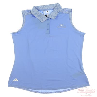 New W/ Logo Womens Adidas Ultimate365 Print Sleeveless Polo Small S Purple MSRP $60