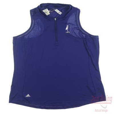 New W/ Logo Womens Adidas Racerback Sleeveless Polo X-Large XL Purple MSRP $55