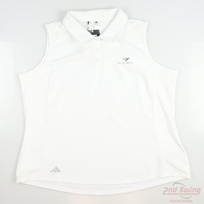 New W/ Logo Womens Adidas Golf Sleeveless Polo Large L White MSRP $55