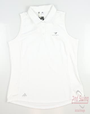 New W/ Logo Womens Adidas Golf Sleeveless Polo Large L White MSRP $55