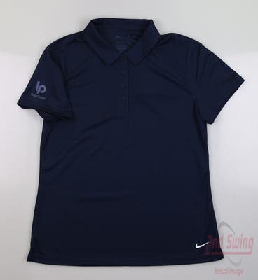 New W/ Logo Womens Nike Polo Medium M Navy Blue MSRP $58
