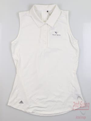 New W/ Logo Womens Adidas Ultimate365 Solid Sleeveless Polo Small S White MSRP $55