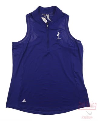 New W/ Logo Womens Adidas Racerback Sleeveless Polo Small S Purple MSRP $55