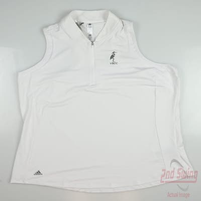New W/ Logo Womens Adidas Racerback Sleeveless Polo X-Large XL White MSRP $55