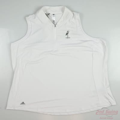 New W/ Logo Womens Adidas Racerback Sleeveless Polo X-Large XL White MSRP $55