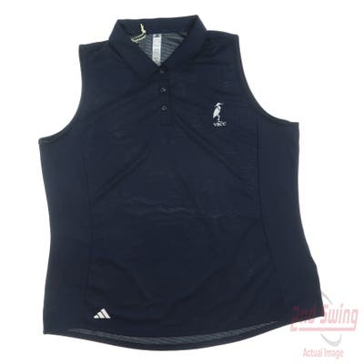 New W/ Logo Womens Adidas Golf Sleeveless Polo X-Large XL Navy Blue MSRP $65