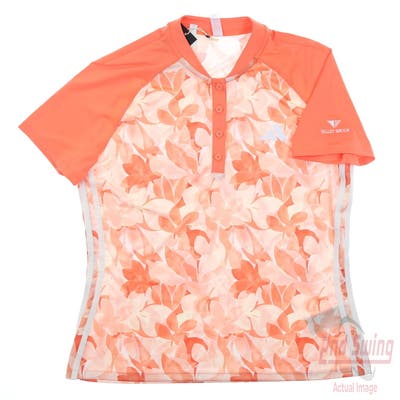 New W/ Logo Womens Adidas Floral Polo Medium M Orange MSRP $65