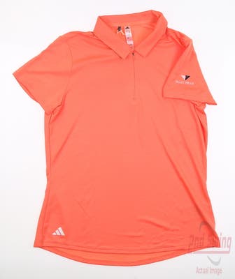 New W/ Logo Womens Adidas Golf Polo Medium M Orange MSRP $60