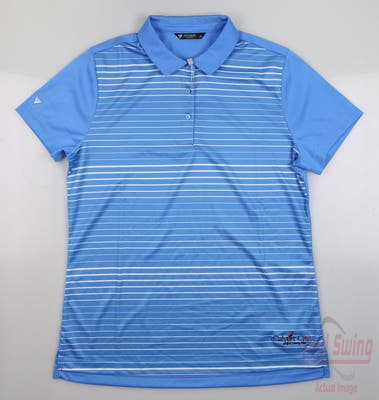 New W/ Logo Womens Level Wear Golf Polo Large L Blue MSRP $50