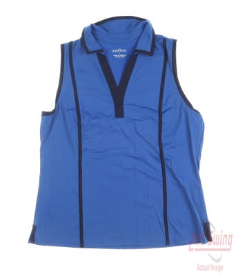 New Womens Kinona Sleeveless Polo Large L Blue MSRP $99