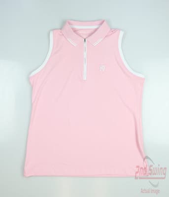 New W/ Logo Womens Peter Millar Golf Sleeveless Polo Large L Pink MSRP $95