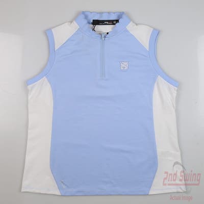 New W/ Logo Womens Ralph Lauren RLX Golf Sleeveless Polo X-Small XS Blue MSRP $98