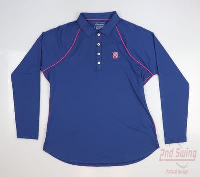 New W/ Logo Womens Peter Millar Golf 1/4 Zip Pullover Large L Blue MSRP $120